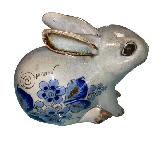 Ken Edwards Tonala Mexican Pottery Sitting Bunny Rabbit Floral Hand Painted Folk - Picture 5 of 9